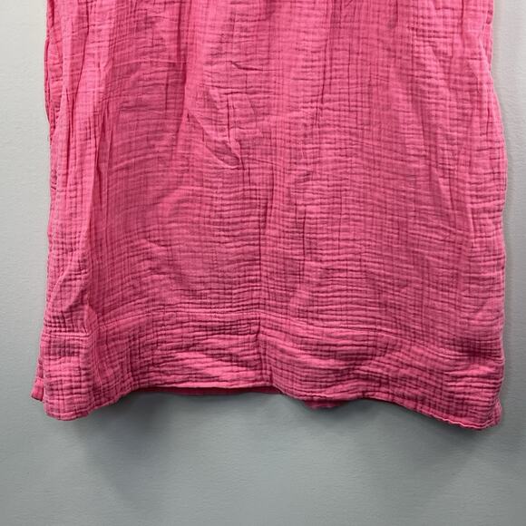 J. Crew Pink Soft Gauze Tunic Shirt Dress Size L Short Sleeves Summer - Picture 6 of 11